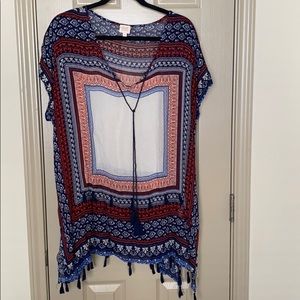 Multi-colored poncho